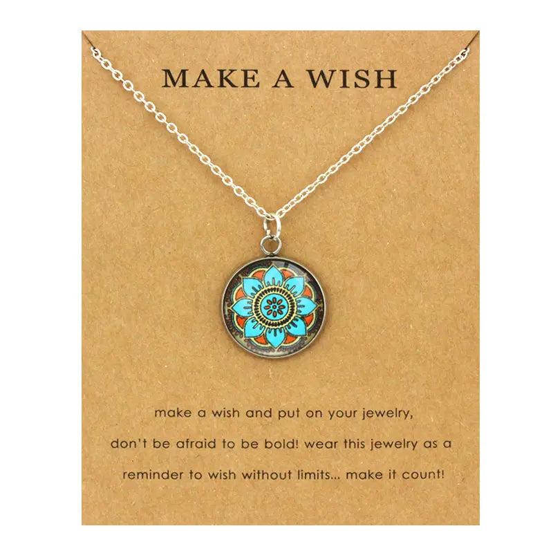 Divine Lotus Flower Necklace - Turquoise